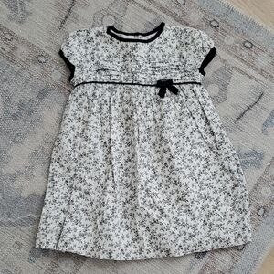 Janie and Jack Baby Girls Black and White Nordic Floral Toile Dress sz12-18m